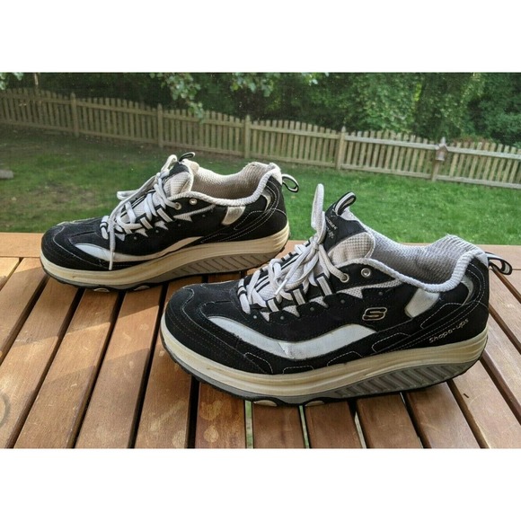 Skechers Shape-ups Black White Toning Walking Sneakers Shoes W11 M9.5 - Picture 1 of 12